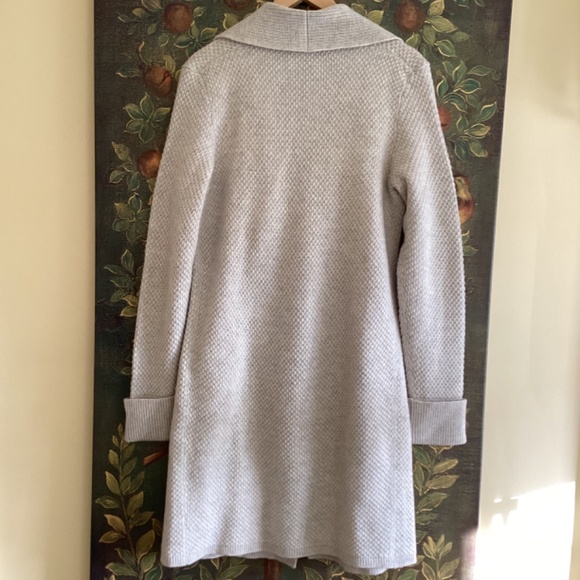 Mantovani Studio 100% Italian Cashmere Long Sweater Duster Coat Light Gray - Picture 8 of 16